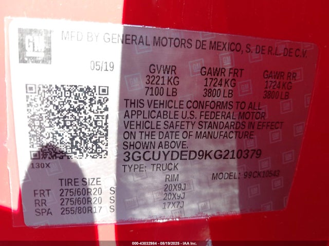 3GCUYDED9KG210379 Chevrolet l84 - di, dfm, alum, gen 5, var 2