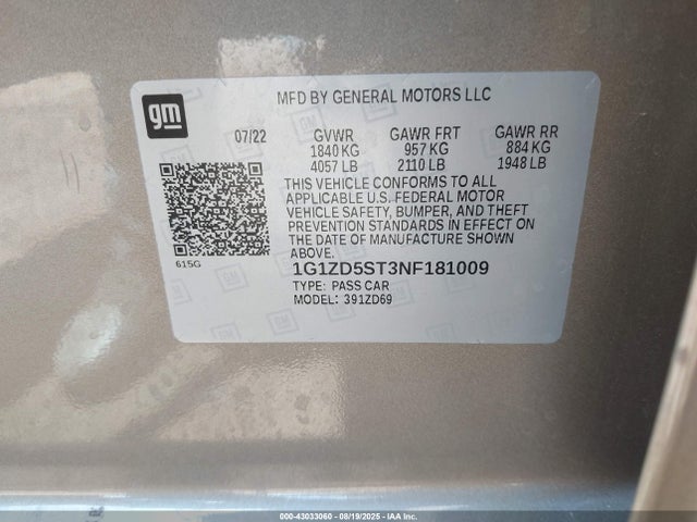 1G1ZD5ST3NF181009 Chevrolet lfv - direct injection, variable valve timing, gen 1 gmna