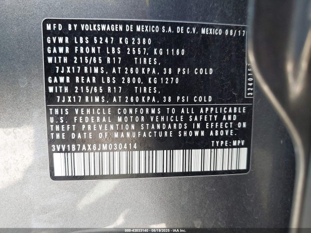 3VV1B7AX6JM030414 Volkswagen Tiguan