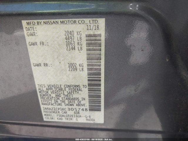 1N4AZ1CP1KC305748 Nissan Leaf