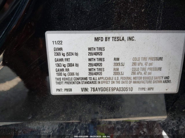 2023 TESLA MODEL Y 7SAYGDEE9PA030510 Photo 8
