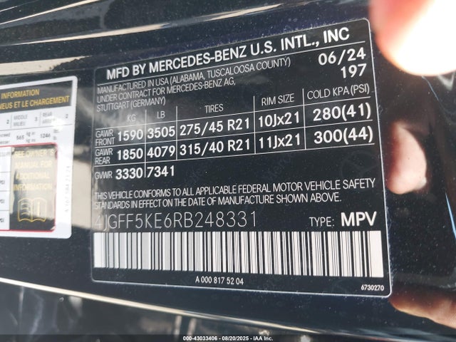 Mercedes-Benz m256 2024 4JGFF5KE6RB248331 Image 9