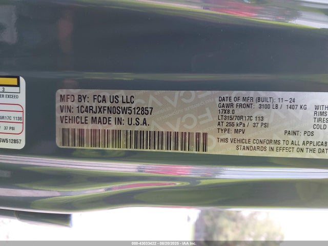 1C4RJXFN0SW512857 Jeep Wrangler