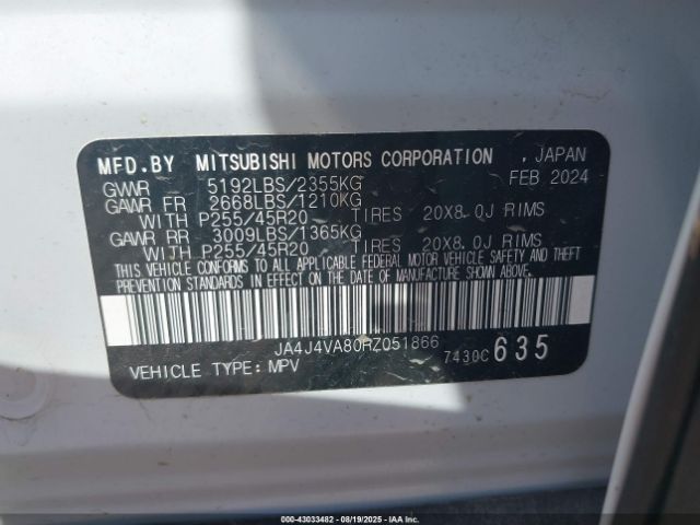2024 MITSUBISHI OUTLANDER JA4J4VA80RZ051866 Photo 8