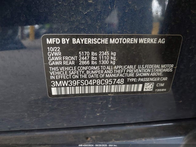 3MW39FS04P8C95748 BMW 330e