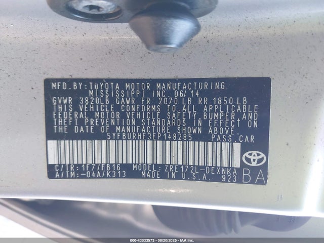 Toyota 2zr-fe 2014 5YFBURHE3EP148285 Image 9