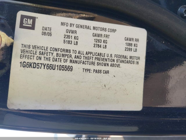 2006 CADILLAC DTS 1G6KD57Y66U105569 Photo 8