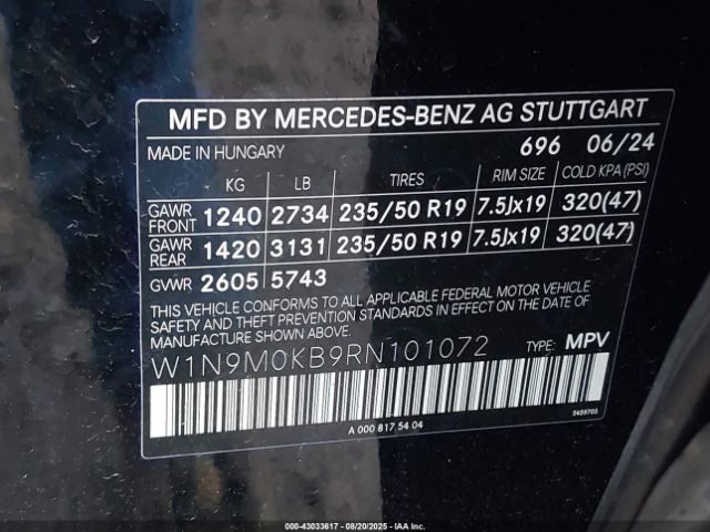 2024 MERCEDES-BENZ EQB 300 SUV W1N9M0KB9RN101072 Photo 8