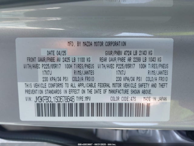 Mazda py 2025 JM3KFBCL1S0678646 Image 9