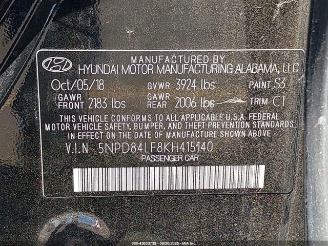 Hyundai mpi nu 2019 5NPD84LF8KH415140 Image 9