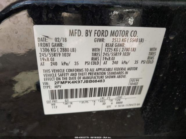 2018 FORD EDGE 2FMPK4K97JBB68483 Photo 8