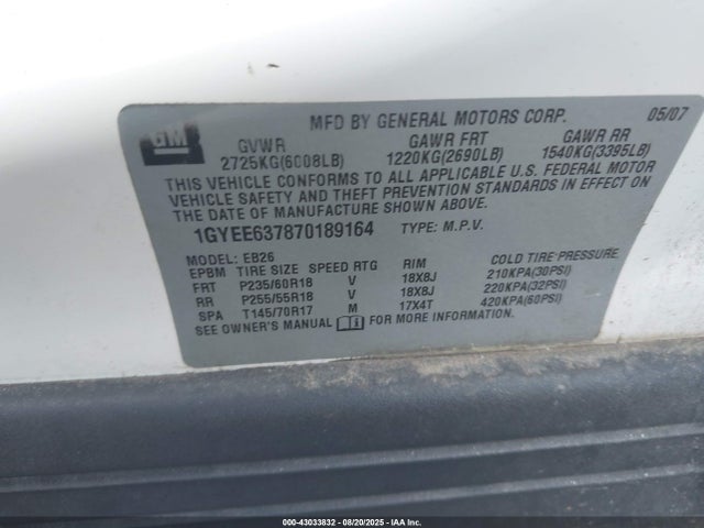 2007 CADILLAC SRX 1GYEE637870189164 Photo 8