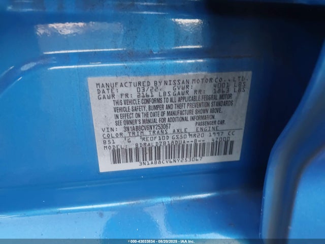 3N1AB8CV6NY253067 Nissan 2022