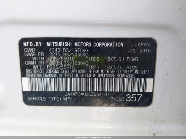 2016 MITSUBISHI OUTLANDER SPORT JA4AP3AU2GZ064107 Photo 8