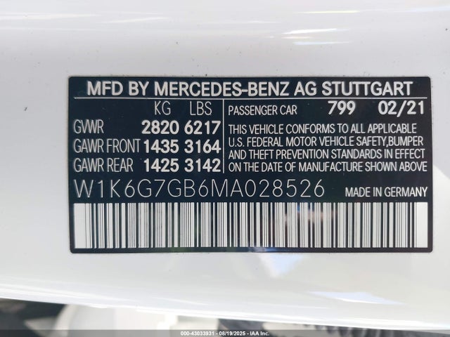 W1K6G7GB6MA028526 Mercedes-Benz m176