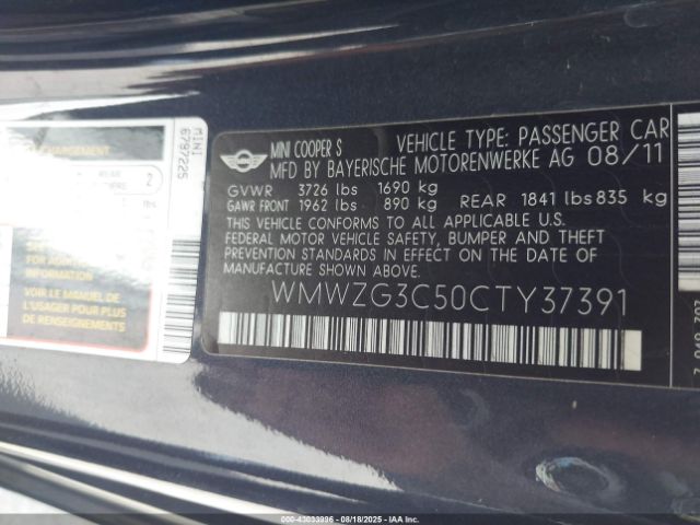 2012 MINI COOPER S CLUBMAN WMWZG3C50CTY37391 Photo 8