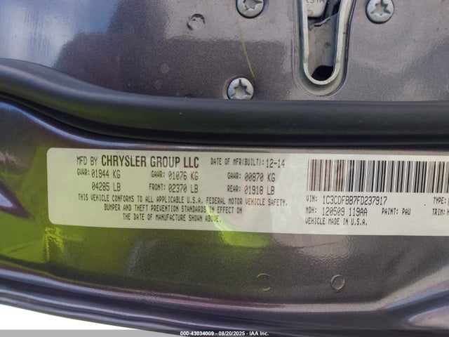 Dodge Dart 2015 1C3CDFBB7FD237917 Image 9