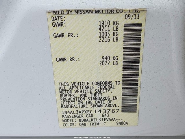 Nissan 2014 2014 1N4AL3APXEC143767 Image 9