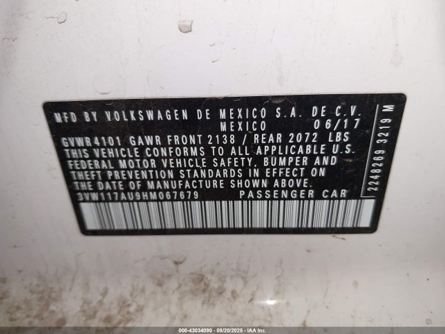 3VW117AU9HM067679 Volkswagen 1.8 tsi