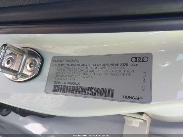 2017 AUDI S3 WAUB1GFF9H1025427 Photo 8