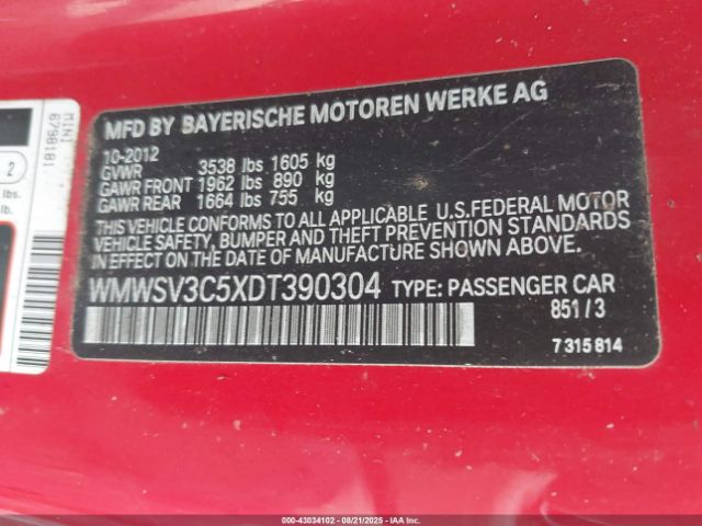 2013 MINI HARDTOP WMWSV3C5XDT390304 Photo 8