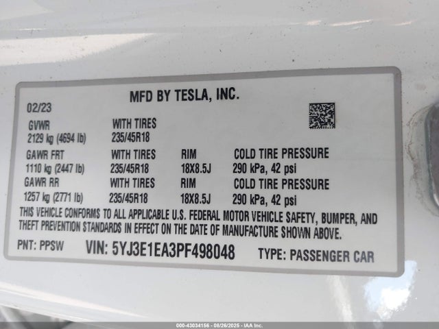 2023 TESLA MODEL 3 5YJ3E1EA3PF498048 Photo 8