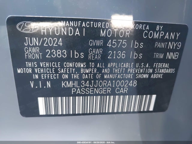 KMHL34JJ0RA100248 Hyundai gdi nu pe