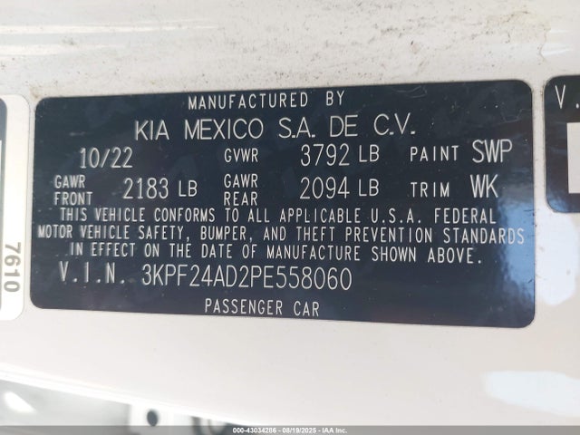 KIA mpi nu 2023 3KPF24AD2PE558060 Image 9