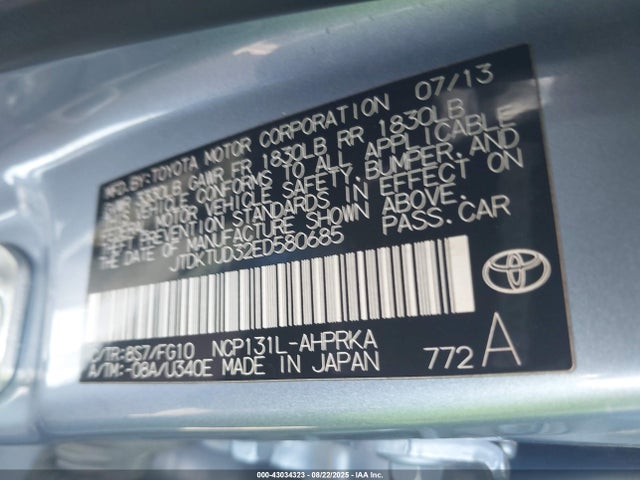 Toyota 1nz-fe 2014 JTDKTUD32ED580685 Image 9