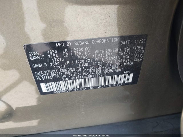 4S4BTACC5R3210287 Subaru na, u5