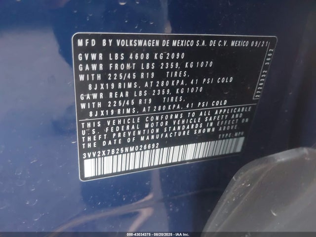 Volkswagen tsi 2022 3VV2X7B25NM026692 Image 9