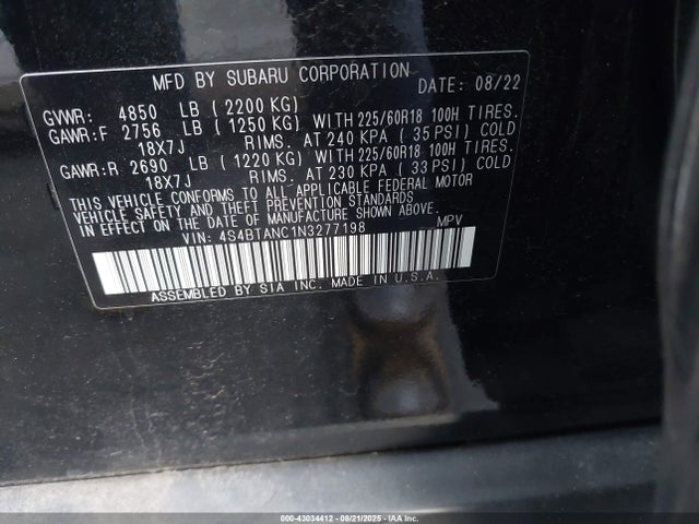 4S4BTANC1N3277198 Subaru na, u5