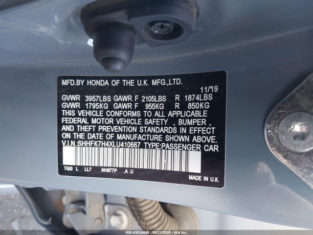 SHHFK7H4XLU410667 Honda l15ba