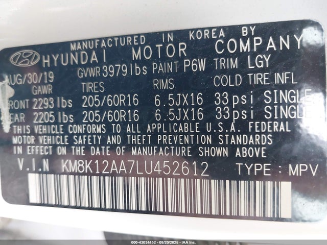 Hyundai mpi nu 2020 KM8K12AA7LU452612 Image 9