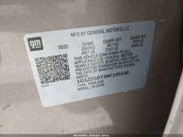 2022 CHEVROLET MALIBU 1G1ZD5ST3NF195346 Photo 8