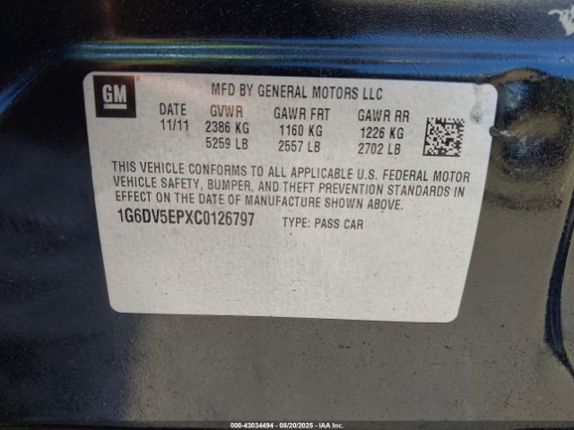 2012 CADILLAC CTS-V 1G6DV5EPXC0126797 Photo 8