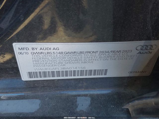 2011 AUDI S4 WAUKGAFL3BA014156 Photo 8