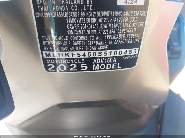 MLHKF5450S5100483 Honda Kf54e-6100001