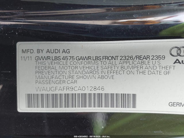 2012 AUDI A5 WAUGFAFR9CA012846 Photo 8