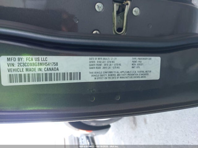 2C3CDXBG8MH541758 Dodge Charger