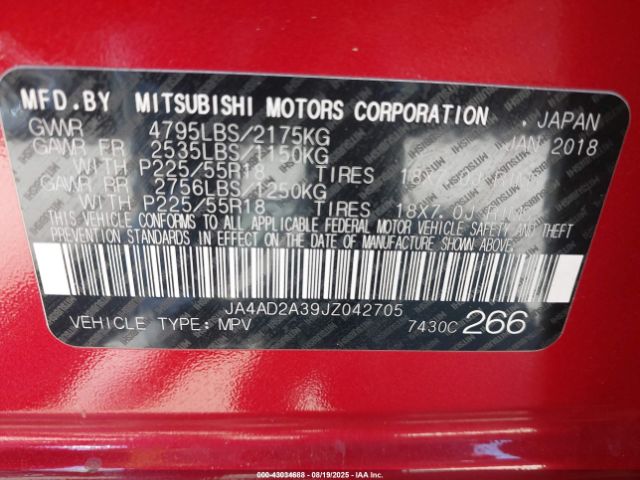 2018 MITSUBISHI OUTLANDER JA4AD2A39JZ042705 Photo 8