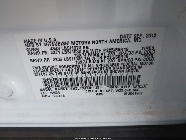 2013 MITSUBISHI OUTLANDER SPORT 4A4AR3AU6DE004696 Photo 8