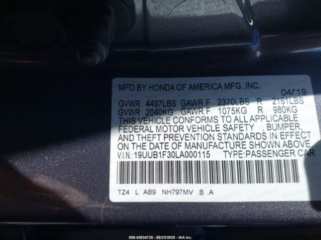 2020 ACURA TLX 19UUB1F30LA000115 Photo 8