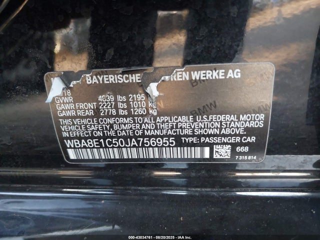 BMW 330e 2018 WBA8E1C50JA756955 Image 9
