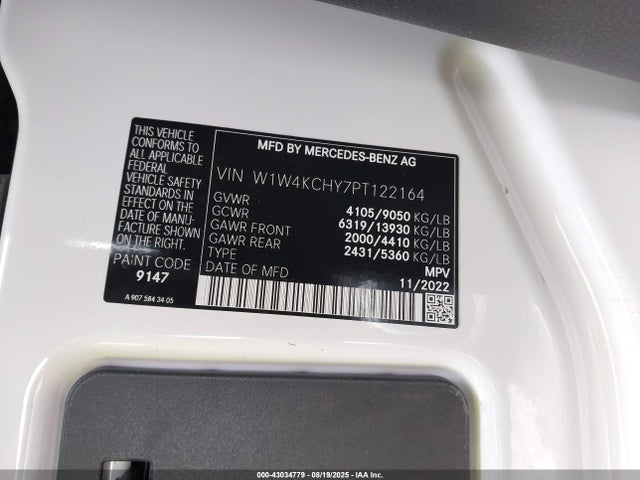 Aukcja sprzedaży 2023 Mercedes-benz Sprinter 2500 High Roof 4-cyl Diesel, vin: W1W4KCHY7PT122164, numer aukcji: 43034779