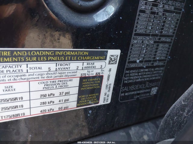 Land Rover aj20p 2020 SALYB2EX0LA254913 Image 9