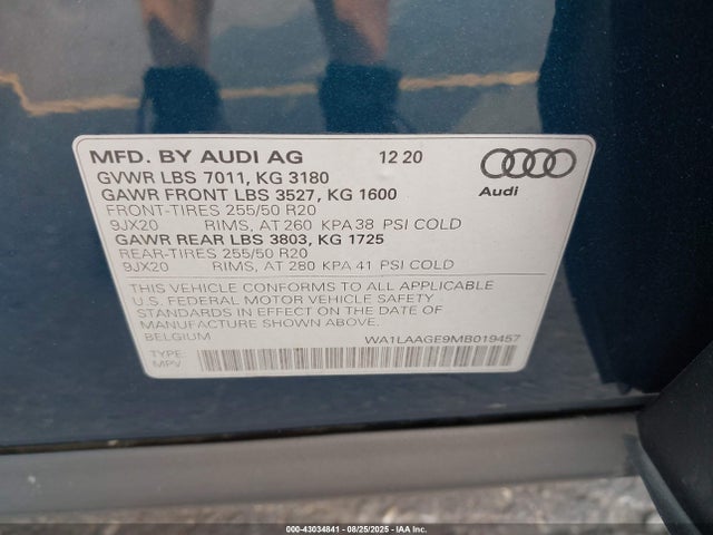 WA1LAAGE9MB019457 Audi 2021
