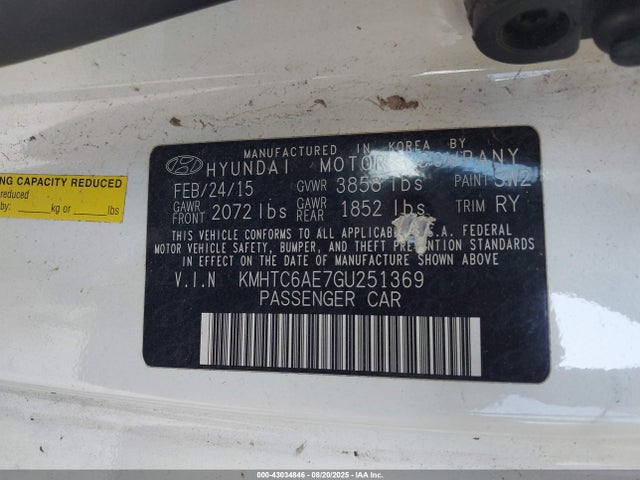 Hyundai dohc t-gdi gamma 2016 KMHTC6AE7GU251369 Image 9