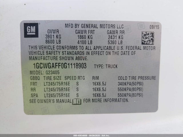 1GCWGAFF0G1118903 Chevrolet l20 - flexible fuel (gas/ethanol), sfi iron