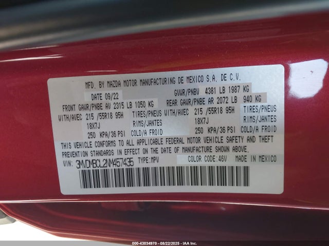Mazda py 2022 3MVDMBCL2NM457435 Image 9